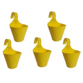 GoHooked yellow plastic hanging planters with hooks, set of 5, 22 cm diameter, 17 cm height