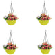 Go Hooked Pots | Plastic | Hanging Pot | Yellow | Pot Diameter- 7.1 Inch | Pot Height-4.8 Inch | Pot Thickness-3 mm | Chain Length-13 inch Approx. | 4 Pieces
