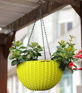 Go Hooked yellow plastic hanging pot with woven texture, 4.8 inch, 5 pieces