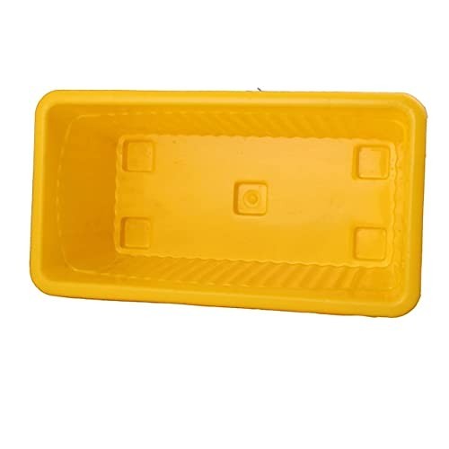 GoHooked yellow rectangular plastic plant pot with drainage holes and textured sides.