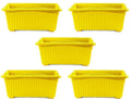 GoHooked Set of 5 yellow rectangular plastic plant pots with ribbed texture and a polished finish.