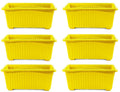 Go Hooked set of 6 yellow rectangular plastic plant pots with rust-resistant feature.
