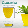 Go Hooked yellow diamond-patterned plastic planter pot with saucer, 6-inch size, for indoor/outdoor plants.