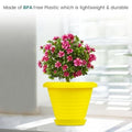 Go Hooked yellow plastic planter pot with saucer, 6 inch, modern design, for indoor/outdoor plants.