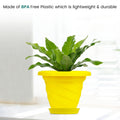 GoHooked yellow plastic planter pot with saucer, 6 inch twister design for indoor/outdoor plants.