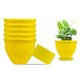 Go Hooked Plastic Planter Pots Set of 6 with Saucer Tray | Flower Pots for Home, Office Garden Dcor | Yellow 6 Inch Victor Pot for Indoor Outdoor Plants | Stylish & Modern Design Plant Containers
