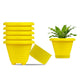 Go Hooked Plastic Planter Pots Set of 6 with Saucer Tray | Flower Pots for Home, Office Garden Dcor | Yellow 6 Inch Zenith Pot for Indoor Outdoor Plants | Stylish & Modern Design Plant Containers