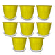 Go HookedPlastic Duro Flower Pot for Gardening, Indoor/Outdoor Planter-Yellow (8 Inch)(Pack of 8 with Tray)