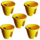 Go Hooked Plastic Railing Flower Pots and Planter, (12 Inch, Yellow, Set of 5)