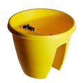 GoHooked yellow plastic railing planter, 12-inch, set of 3. Designed for balconies and railings.