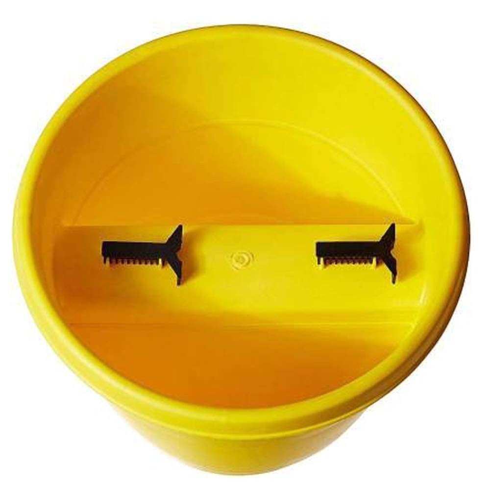 GoHooked yellow plastic railing planter, 12 inch, set of 3, with integrated hooks for hanging.