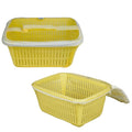 GoHooked yellow plastic storage basket with zip net cover for fruits and vegetables