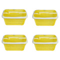 GoHooked yellow plastic storage baskets with zip net covers, pack of 4. Ideal for fruit, vegetables, and general storage.