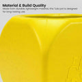 GoHooked yellow plastic Tulsi plant pot with embossed Hindu religious symbols, 17.5 cm square.
