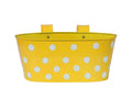 GoHooked yellow metal oval hanging planter with white polka dots, 12 inch
