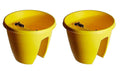 GoHooked yellow plastic railing pots, 12 inch set of 2. Perfect for balconies and flowers.