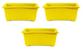 GoHooked Set of 3 yellow rectangular plastic plant pots with ribbed texture and rust-resistant feature.