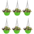 GoHookedHere green plastic hanging pots with woven texture, 7.1 inch diameter, set of 6.