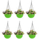 Go Hooked Pots | Plastic | Hanging Pot | Green | Pot Diameter- 7.1 Inch | Pot Height-4.8 Inch | Pot Thickness-3 mm | Chain Length-13 inch Approx. | 6 Pieces