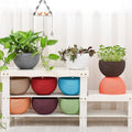 GoHookedHere hanging plastic pots in light blue with woven texture, 7.1 inch diameter, set of 9.
