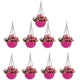 Go Hooked Pots | Plastic | Hanging Pot | Pink | Pot Diameter- 7.1 Inch | Pot Height-4.8 Inch | Pot Thickness-3 mm | Chain Length-13 inch Approx. | 9 Pieces