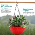 GoHookedHere red plastic hanging pot with woven texture, 7.1 inch diameter, includes chain. Ideal for indoor/outdoor use.