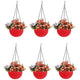 Go Hooked Pots | Plastic | Hanging Pot | Red | Pot Diameter- 7.1 Inch | Pot Height-4.8 Inch | Pot Thickness-3 mm | Chain Length-13 inch Approx. | 6 Pieces