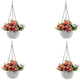 Go Hooked Pots | Plastic | Hanging Pot | White | Pot Diameter- 7.1 Inch | Pot Height-4.8 Inch | Pot Thickness-3 mm | Chain Length-13 inch Approx. | 4 Pieces