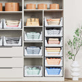 Go Hooked Foldable Wardrobe Organizer with Drawer Style Pull Out Design | Large (44x34x19 cm) Shelf Storage Box | Heavy Duty Plastic Shirt Stacker for Cupboard, Almirah & Closet | White