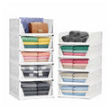 Go Hooked Foldable Wardrobe Organizer with Drawer Style Pull Out Design | Pack of 10 (5Large+5Small) 44x34cm Shelf Storage Box | Heavy Duty Plastic Shirt Stacker for Cupboard, Almirah & Closet | White