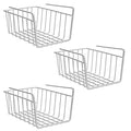 Go Hooked 12 Inch Undershelf Storage Basket Pack of 3 | Multipurpose Under Shelf Organizer | Hanging Wire Basket for Cabinet, Shelf, Pantry, Cupboard, Closet, Desk, and Bathroom (White)