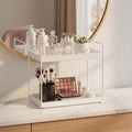 Go Hooked Metal Standing Rack 2-Tier Countertop Organizer | Spices Organizer | Bathroom Essentials | Vanity Storage | Decorative Use | Cosmetic Makeup Storage (White)