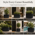 Go Hooked Large Oval Planter Pot (30x15) Inch | Aurelia Modern Ribbed Grey Stone Texture Finish | UV & Weather Resistant Decorative Floor Planter for Balcony, Patio, Terrace, Garden & Entrance