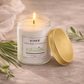 ViMe Citronella Oasis scented candle in a clear glass jar with a gold lid. Hand-poured wax, 120 ml.