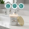 ViMe London Night scented aroma candle in a white glass jar with a gold lid, 120 gm, 35 hr burn time.