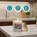 ViMe Mystic Musk Ralph aroma candle in a glass jar with a gold lid, 100% natural essential oil, 40-hour burn time.