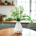 Go Hooked Artificial Flowers with Majesty Vase 45cm Approx | 5Pcs White Baby’s Breath Gypsophila | 4Pcs Fern Leaves | Real Touch Faux Plant Décor for Living Room, Bedroom, Office & Tabletop
